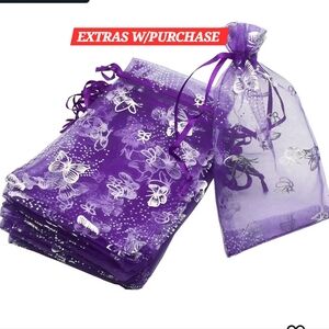 20ct. Purple Organza Gift Bags Silver Foil Butterflies 3.5x4.5